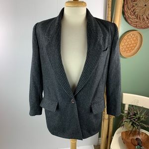 Vintage Sasson Women's Gray Blazer Gray Pin Stripe